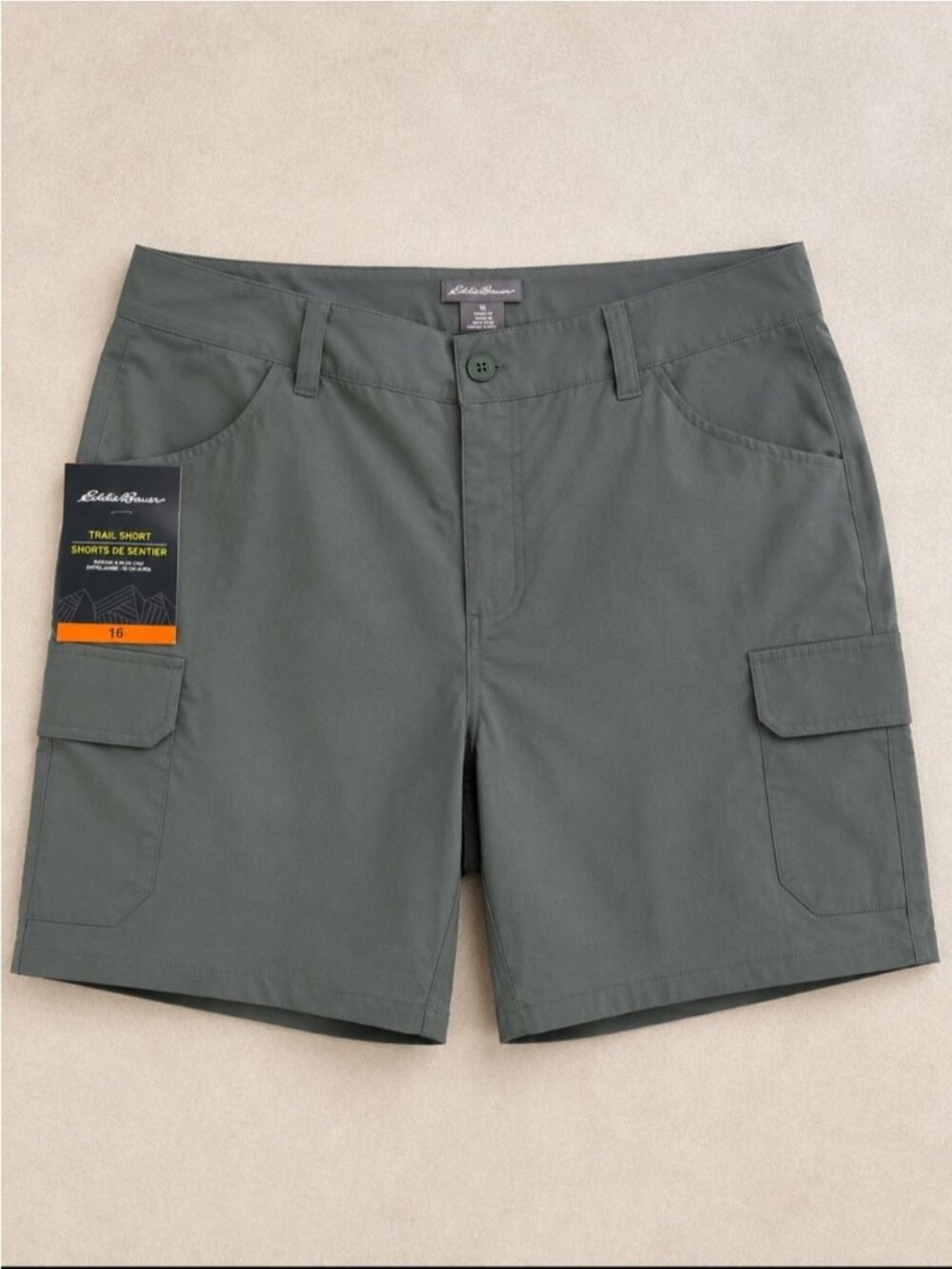 Eddie Bauer Trail Shorts Women 16 Olive Green Cargo Nylon Hiking Outdoor 2023
